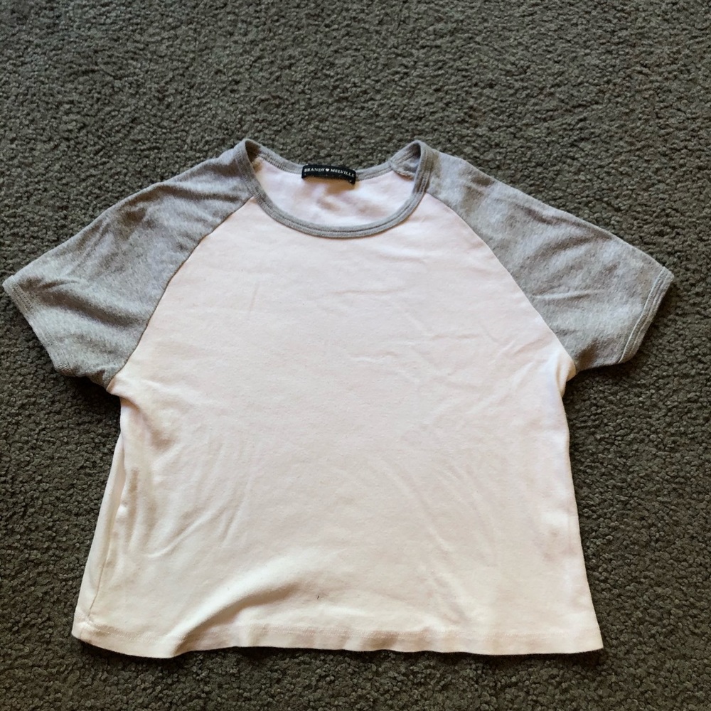 brandy melville white and gray raglan t-shirt